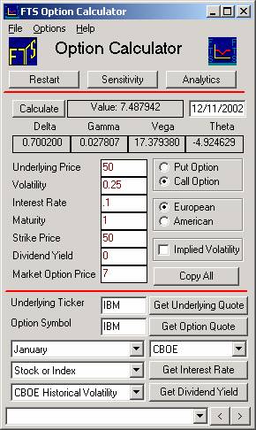 Option shop price calculator